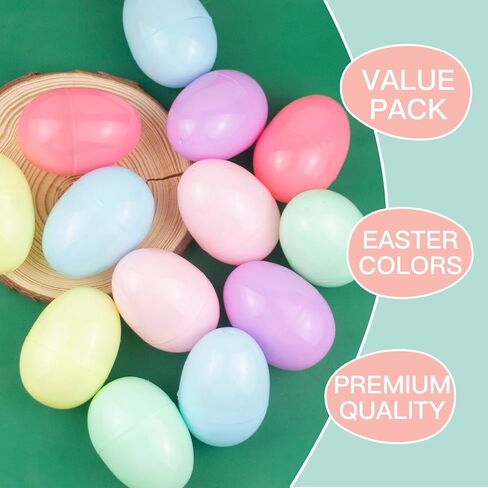 24pcs 2.3 "بيض عيد الفصح القابل للملء ، بيض بلاستيكي فارغ مشرق ملون لصيد عيد الفصح ، بيض مفاجئ ، حشوات سلة عيد الفصح in Kuwait