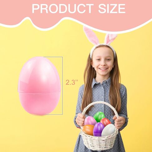 24pcs 2.3 "بيض عيد الفصح القابل للملء ، بيض بلاستيكي فارغ مشرق ملون لصيد عيد الفصح ، بيض مفاجئ ، حشوات سلة عيد الفصح in Kuwait