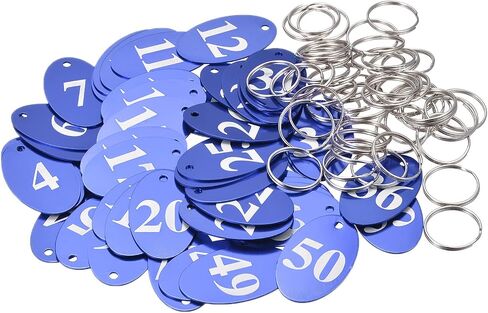 MECCANIXITY Oval Number Tags Key Tag with Ring, 1-50 Numbered Blue Aluminum ID Tag for Coding, Decoration, Pack of 50 in Kuwait