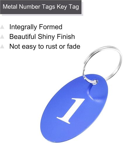 MECCANIXITY Oval Number Tags Key Tag with Ring, 1-50 Numbered Blue Aluminum ID Tag for Coding, Decoration, Pack of 50 in Kuwait