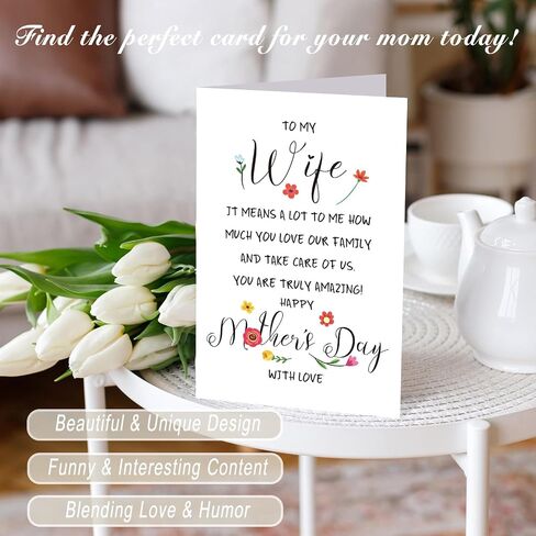 Funny Mother’s Day Card for Mom Grandma Wife, Cute Mother’s Day Gift from Daughter Son Husband (Every Day I Appreciate You, but Today You Get a Card) in Saudi Arabia