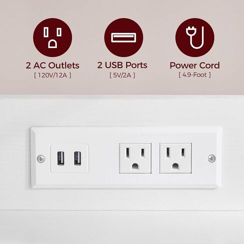 عربة الطابعة الصناعية ، حامل طابعات متنقلة من 3 مستويات ، عربة متداولة مع 2 منافذ AC ومنافذ USB 2 ، موقف الطابعة المنزلية مع 2 خطاف ، للمكتب ، غرفة المعيشة ، بيضاء PTWT40E01 in Kuwait