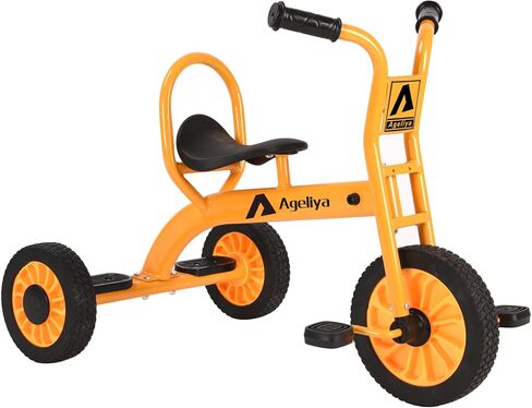 Kids Tricycles for Riders Ages 3+, Premium Outdoor Playground Daycare Yard Tricycle with Passenger Seat, Preschool Durable Metal Pedal Kids Tandem Bike, Sturdy Carbon Steel Frame, Solid Rubber Tires in Kuwait