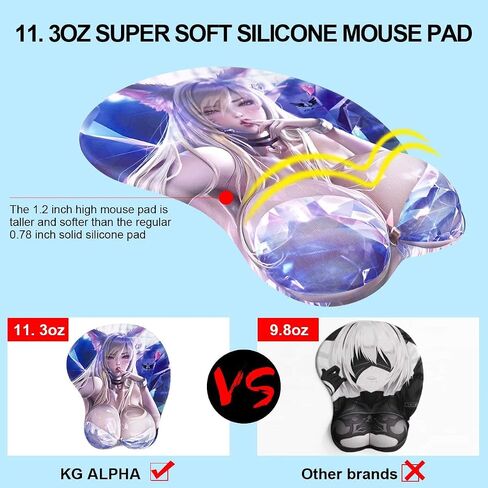 3D Anime Gaming Mousepad, Ergonomic Mouse Pad with Wrist Support Rest, Mousepad Gel Wrist Rest Memory Foam Non-Slip Pain Relief for Computer Home Office KG Alpha Kda Ahri in Saudi Arabia