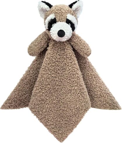 Doindute Baby Gray Raccoon بطانية أمان الحيوانات المحشوة الناعمة، بطانية قطيفة لشخصية الراكون المحببة، هدية استحمام الطفل/الحضانة، حديث الولادة المحبوب، الرضع، بطانية تحاضن للأطفال الصغار للأولاد والبنات، 35.56 سم in Kuwait