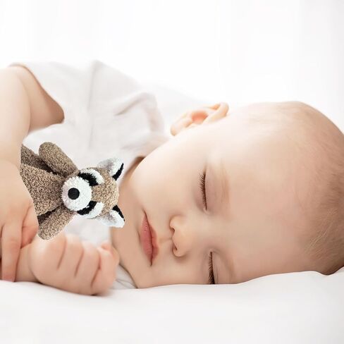 Doindute Baby Gray Raccoon بطانية أمان الحيوانات المحشوة الناعمة، بطانية قطيفة لشخصية الراكون المحببة، هدية استحمام الطفل/الحضانة، حديث الولادة المحبوب، الرضع، بطانية تحاضن للأطفال الصغار للأولاد والبنات، 35.56 سم in Kuwait