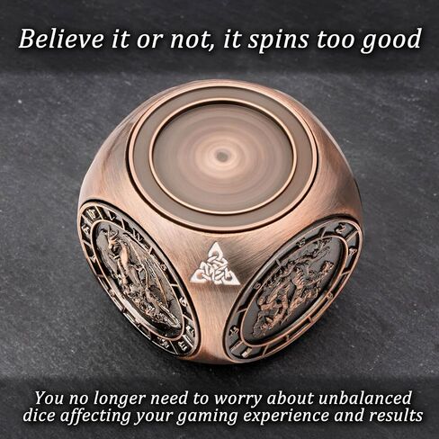 KERWELLSI 7 in 1 DND Dice Set, Polyhedral Metal Spinner Dice, 3D Relief D and D Role Playing Dice with Gift Box (Copper) in Saudi Arabia