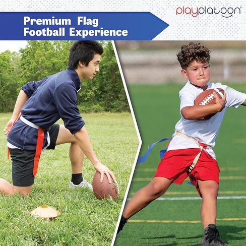 Play Platoon 14 Player Premium Flag Football Set - 14 Football Belts & Cones, 42 Flags, Marking, Scoreboard, 4 Pylons, 2 Whistles, 2 Penalty, Ball in Saudi Arabia