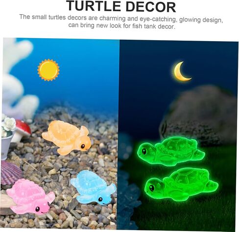 12pcs Glow Dark Turtle Figurines Mini Turtles for Aquarium and Home Decor Luminous Turtle Ornaments for Micro Landscaping and Desktop Decoration in Kuwait