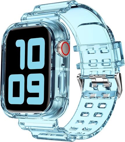 DABAOZA متوافق مع سوار ساعة Apple الشفاف 41 مم 40 مم 38 مم 46 مم 45 مم 44 مم 42 مم 49 مم مع حافظة، حزام رياضي لامع للنساء لسلسلة iWatch Band 10 9 8 7 6/SE 5 4 3 2 1 Ultra 2/1 in Kuwait