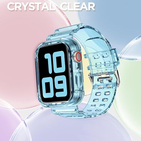DABAOZA متوافق مع سوار ساعة Apple الشفاف 41 مم 40 مم 38 مم 46 مم 45 مم 44 مم 42 مم 49 مم مع حافظة، حزام رياضي لامع للنساء لسلسلة iWatch Band 10 9 8 7 6/SE 5 4 3 2 1 Ultra 2/1 in Kuwait