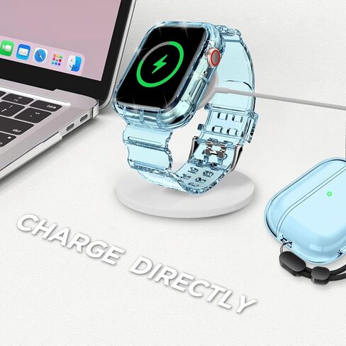 DABAOZA متوافق مع سوار ساعة Apple الشفاف 41 مم 40 مم 38 مم 46 مم 45 مم 44 مم 42 مم 49 مم مع حافظة، حزام رياضي لامع للنساء لسلسلة iWatch Band 10 9 8 7 6/SE 5 4 3 2 1 Ultra 2/1 in Kuwait