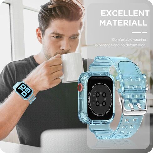 DABAOZA متوافق مع سوار ساعة Apple الشفاف 41 مم 40 مم 38 مم 46 مم 45 مم 44 مم 42 مم 49 مم مع حافظة، حزام رياضي لامع للنساء لسلسلة iWatch Band 10 9 8 7 6/SE 5 4 3 2 1 Ultra 2/1 in Kuwait