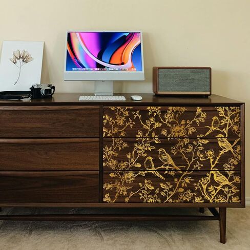 فرك على ملصق نقل للأثاث الحرف ديكور 6 "x12" الفروع الذهبية والطيور ، 3pcs مضادة للماء الأشعة فوق البنفسجية نقل DTF للملابس الداخلية درج أرجاء الزجاج الزجاج in Kuwait