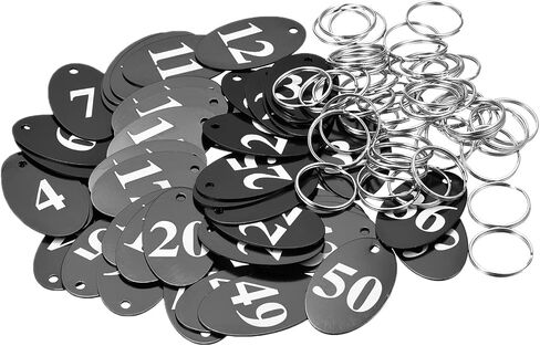 MECCANIXITY Oval Number Tags Key Tag with Ring, 1-50 Numbered Blue Aluminum ID Tag for Coding, Decoration, Pack of 50 in Kuwait