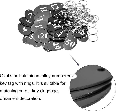 MECCANIXITY Oval Number Tags Key Tag with Ring, 1-50 Numbered Blue Aluminum ID Tag for Coding, Decoration, Pack of 50 in Kuwait
