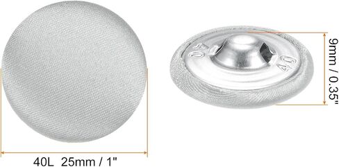 Harfington 10pcs الأزرار قماش القماش 1 "زر خياطة مستديرة مع أزرار مغطاة النسيج المغطى بقميص معطف السترة دعاوى الزفاف ، نغمة فضية in Kuwait