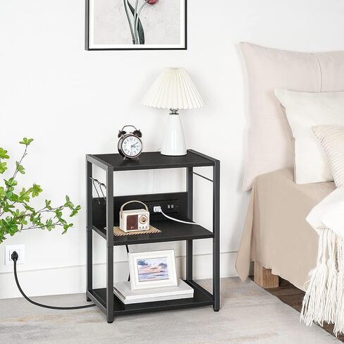 Industrial Printer Cart, 3-Tier Mobile Printer Stand, Rolling Cart with 2 AC Outlets and 2 USB Ports, Home Printer Stand with 2 Hooks, for Office, Living Room, White PTWT40E01 in Kuwait