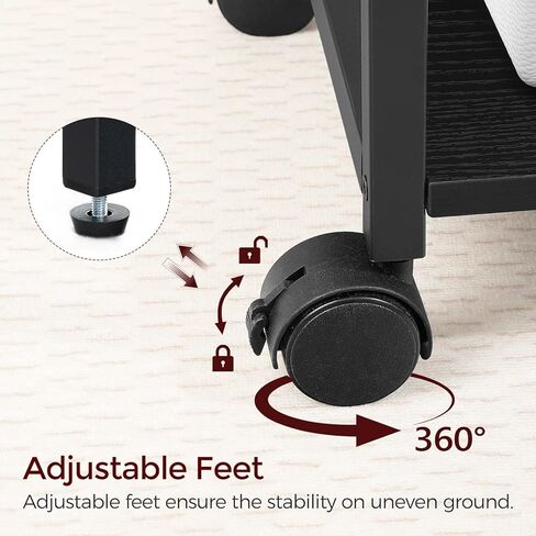 Industrial Printer Cart, 3-Tier Mobile Printer Stand, Rolling Cart with 2 AC Outlets and 2 USB Ports, Home Printer Stand with 2 Hooks, for Office, Living Room, White PTWT40E01 in Kuwait