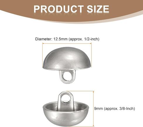 Harfington 20pcs أزرار خياطة معدنية نصف مقلدة ، 12.5 مم / 1/2 "نصف جولة الفطر أزرار كاب لؤلؤة معش in Kuwait