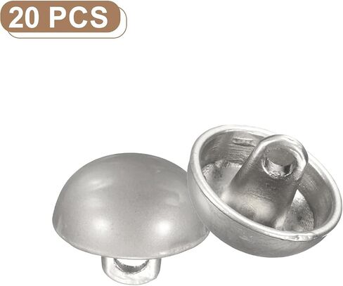Harfington 20pcs أزرار خياطة معدنية نصف مقلدة ، 12.5 مم / 1/2 "نصف جولة الفطر أزرار كاب لؤلؤة معش in Kuwait