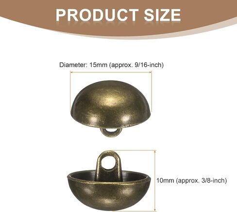Harfington 20pcs أزرار خياطة معدنية نصف مقلدة ، 12.5 مم / 1/2 "نصف جولة الفطر أزرار كاب لؤلؤة معش in Kuwait