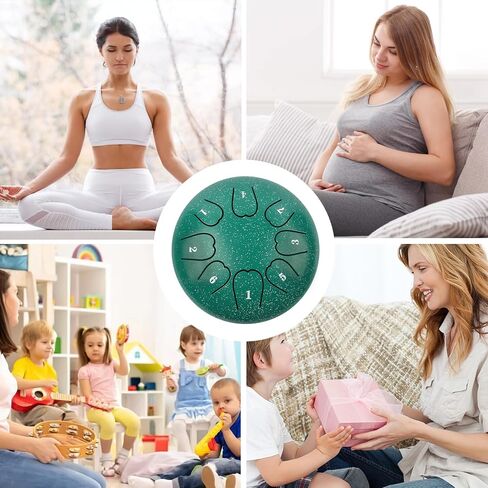 Rain Drum For Outside, Steel Tongue Drum 6 Inch 8 Notes, Tongue Drum with Mallets for Musical Education Entertainment Gifts (Dark Green) in Saudi Arabia
