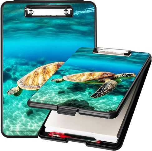 Sea Turtle Clipboard with Storage Clip Boards,Plastic Nursing A4 Clipboards Foldable Waterproof Nursing Plastic Clipboard with File Folder Storage Case for Teacher,Doctor,Offices in Kuwait