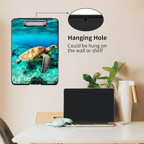 Sea Turtle Clipboard with Storage Clip Boards,Plastic Nursing A4 Clipboards Foldable Waterproof Nursing Plastic Clipboard with File Folder Storage Case for Teacher,Doctor,Offices in Kuwait