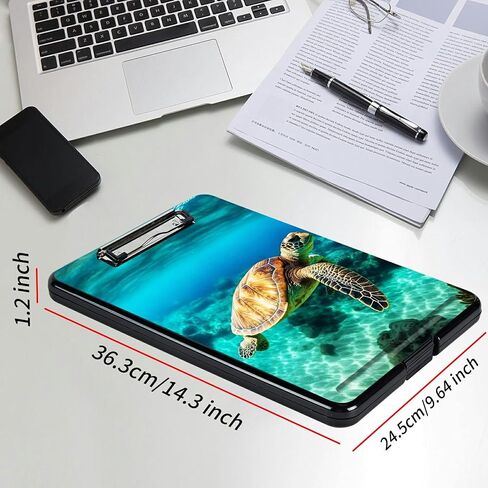 Sea Turtle Clipboard with Storage Clip Boards,Plastic Nursing A4 Clipboards Foldable Waterproof Nursing Plastic Clipboard with File Folder Storage Case for Teacher,Doctor,Offices in Kuwait