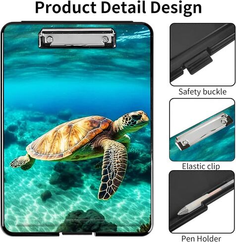 Sea Turtle Clipboard with Storage Clip Boards,Plastic Nursing A4 Clipboards Foldable Waterproof Nursing Plastic Clipboard with File Folder Storage Case for Teacher,Doctor,Offices in Kuwait