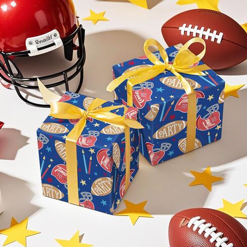 WRAPAHOLIC Soccer Christmas Wrapping Paper - Mini Roll - 17 Inch x 16.5 Feet - Snowflakes and Santa Hat Soccer Wrapping Paper for Christmas, Sport Party, Holiday, Party Celebration in Saudi Arabia