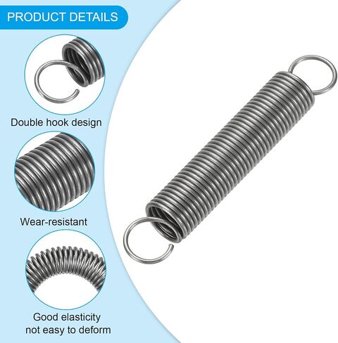PATIKIL Extension Spring, 5pcs Wire Diameter 0.05", OD 0.4", Free Length 2.8" Spring Steel Dual Hook Tension Springs for Lawn Tractor Home Repairs DIY, Grey in Saudi Arabia