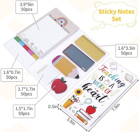 Teacher Sticky Notes Set,Teacher Notepad Blackboard,Self-Stick Note Pads,Teacher Appreciation Gifts,Self-Adhesive Personalized Sticky Notes,Teaching is a Work of Heart,School Supplies in Kuwait