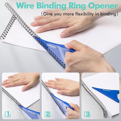 MAKEASY Binding Machine - Wire Binding Machine, 34 Hole, 12 Sheets Punch Capacity, Metal Book Maker Machine with 1 Box Wire Spines & Ring Opener in Kuwait