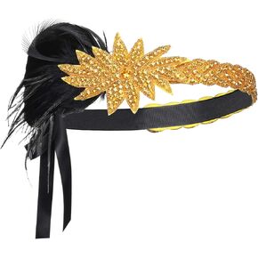 BABEYOND Vintage 1920s Flapper Headband Roaring 20s Great Gatsby Headpiece with Feather 1920s Flapper Gatsby Hair Accessories (Darkgreen) in Saudi Arabia