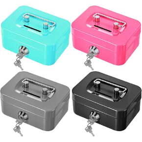 COBEE 4 PCS مربع نقدي معدني صغير مع قفل مفتاح ، عملة نقدية منظمي توفير الأموال مربع 4