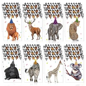 24Pcs Jungle Animal Mini Notepads for Animal Birthday Party Decorations Safari Woodland Animal Mini Notebooks Tropical Themed Favor Supplies for Kids Wild One Birthday Classroom Valentines Gifts