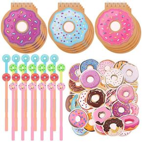 32 PCS Donut Party Favors Bulk Dounut Mini Spiral Notepads Donut Pens Stickers مجموعة Dounuts Party Party Supplies هدية لجوائز المكافآت المدرسية في الفصل الدراسي