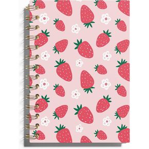 Strawberry Notebook, Pink Strawberry Journal, Strawberry Journal, Strawberry Gifts Spiral Notebook, Preppy Notebook, Preppy Journal, 5.5x8.3 Inches