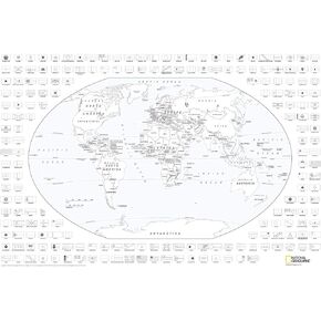 National Geographic: World Coloring Map & Flags - 24 × 36 بوصة - ملصق ملفوف