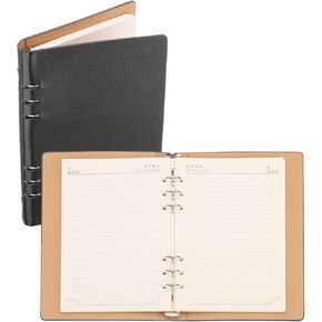 Patikil 6 Ring Binder Cover ، A5 Leather Notebook Binder Mini Leaflable Leaf Leaf Planner With 80 Sheets Paper ، Black