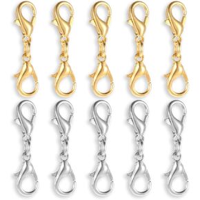 10 PCS مزدوج جراد البحر قلادة القلادة تمديد سوار سوار Clasp موصل الذهب الفضة الفضة claw المشابك مزدوجة فتح المجوهرات المقاطع لصنع المجوهرات DIY