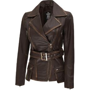 Blingsoul Leather Jacket Women - Real Lambskin Long Womens Leather Jacket