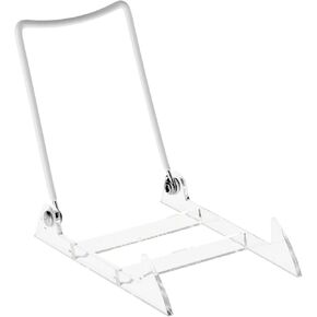 GIBSON HOLDERS 3PL Adjustable White Wire and Clear Acrylic Display Easel, 4" W x 5.5" D x 5.5" H, Pack of 6