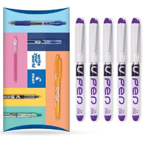 Pilot v Pen - قلم نافورة قابلة للتصرف في محو - 0.6 مم طرف Nib - خط متوسطة - حزمة محفظة من 5 - حبر البنفسجي