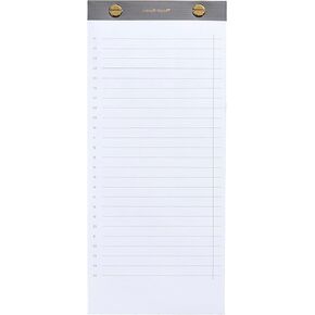 russell+hazel Riveted Paper List Pad, Office Supplies, Charcoal with Gold Accents, 4" x 9", 80 Sheets