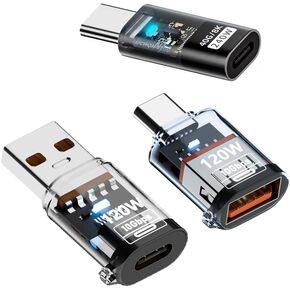 xiwai 3pcs/lot Type-C Adapter with Smart LED Digital Display 10Gbps USB-C to USB3.2 Type-A PD 36W Fast Charging Monitoring Display Tester Detector