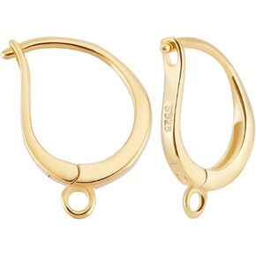 Beebeecraft 1 Box 4PCS Leverback arkring Hooks 18k Gold Plated 925 Sterling Silver Platch Back Strafring Heacts French Hoop Hooks مع حلقة لصنع المجوهرات المتدلية