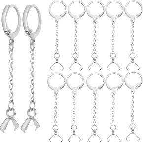 20pcs الفولاذ المقاوم للصدأ مستدير leverback القرط الخطافات hypoallergenic الأذن القرط القرط مع سلاسل الديكور قرصة الكفالة المشابك لأقراط DIY المجوهرات صنع الإمدادات